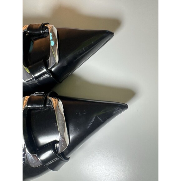 ZARA NEW Black Silver Pointed Toe Kitten Heel Slingback Sandal Women US 11 EU 42 - Picture 7 of 11